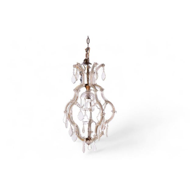 Vintage Glass Pendant with Crystal Pendants For Sale - Image 6 of 6