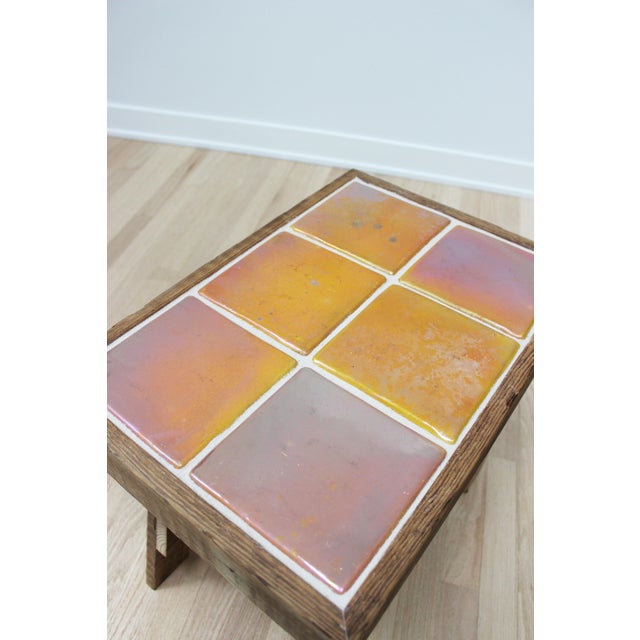 2020s The Blush Iridescent Pewabic Reclaimed Tiled Table For Sale - Image 5 of 11