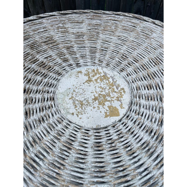 Late 19th Century Antique Round Woven Wicker Table For Sale - Image 5 of 8