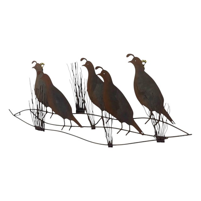 Brown Vintage C. Jeré Signed Metal Quail Covey Wall Sculpture 1980 For Sale - Image 8 of 11