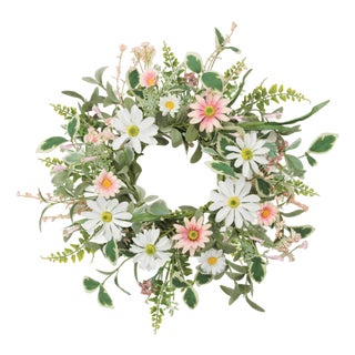 Mixed Daisy Floral Candle Ring 18 Inch For Sale