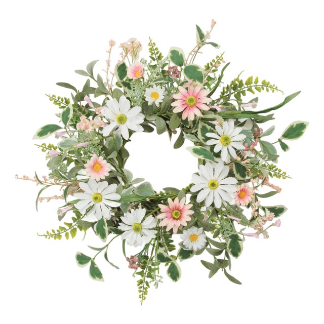 Mixed Daisy Floral Candle Ring 18 Inch For Sale