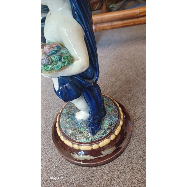 Vintage Pair of Majolica Pottery Cherub Compotes Signed Ts For Sale In West Palm - Image 6 of 6