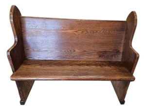 Antique Synagogue Bench Church Pew Solid Oak Neo Gothic Revival Star of David