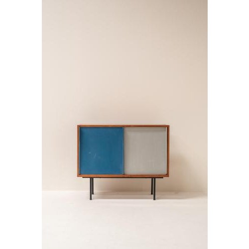 Mid-Century Modern French Cabinet with Sliding Panels by Guillerme et Chambron, 1950s For Sale - Image 3 of 16