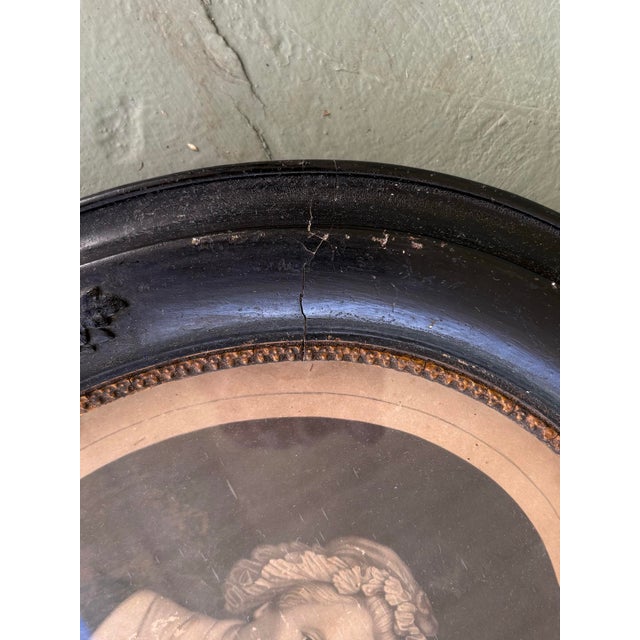 Antique Oval Portrait Prints of George Washington & Martha Washington — Pair, Early 19th Century, Black Ebonized Frames For Sale - Image 9 of 12