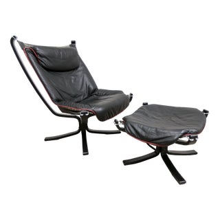 Set of Viking Armchair Set P97 & Ottoman by Sigurd Ressell for Poltrona Frau, 1980s For Sale
