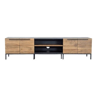 Crate & Barrel Rigby Natural Large Media Console With Base For Sale