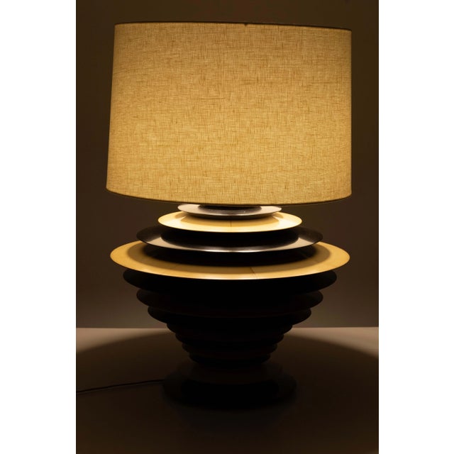 Pair of Vintage Large Art Deco Ebony and Cream Colored Discus Lamps For Sale In Detroit - Image 6 of 8