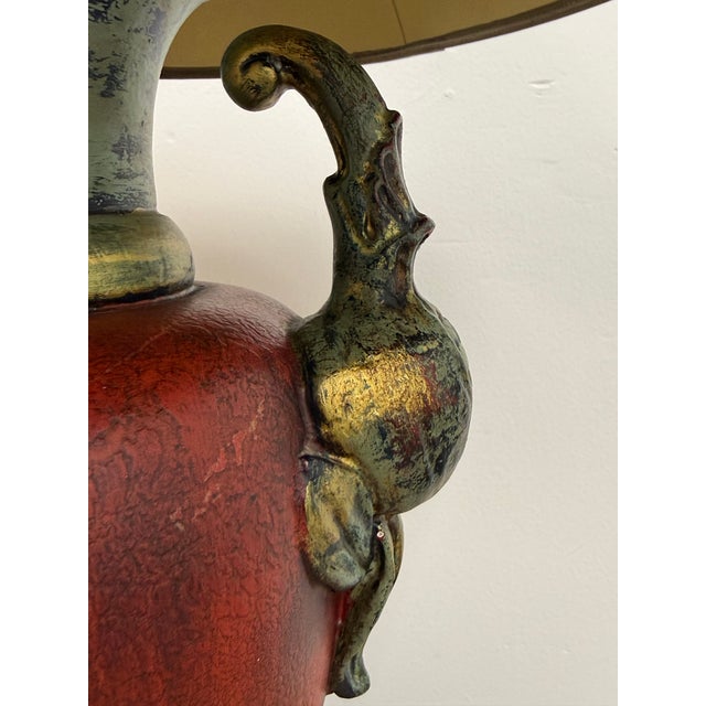 Neoclassical Gilt Patina Red Urn Table Lamp, Late 20th Century For Sale - Image 9 of 12