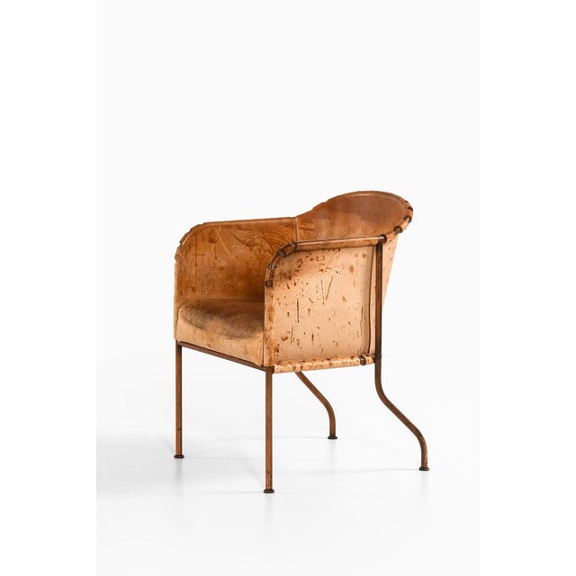 Armchair in Copper and Leather by Mats Theselius, 1999 For Sale - Image 3 of 8