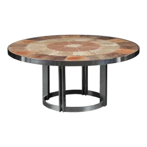 1960s Circular Tile + Aluminum Coffee Table by Haslev