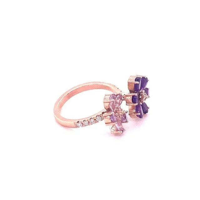 Early 21st Century 2.25 Ct Amethyst, Diamond 14K Rose Gold Cocktail Ring, size 7 For Sale - Image 5 of 5