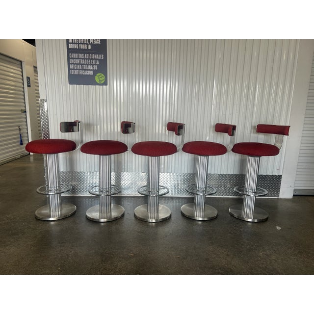 Metal 1980s Vintage Five Design for Leisure Modern Bar Stools -- a Set For Sale - Image 7 of 9