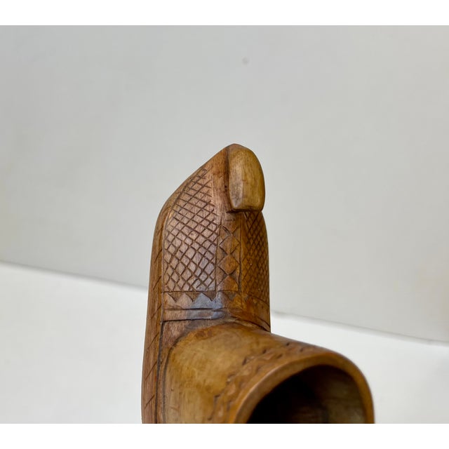 Wood Folk Art Birch Bark Canister and Wooden Boot, 1930s, Set of 2 For Sale - Image 7 of 13