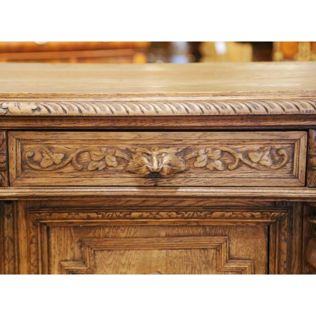 Tan 19th Century French Henri II Bleached Oak Buffet With Carved Harvest Motifs For Sale - Image 8 of 17