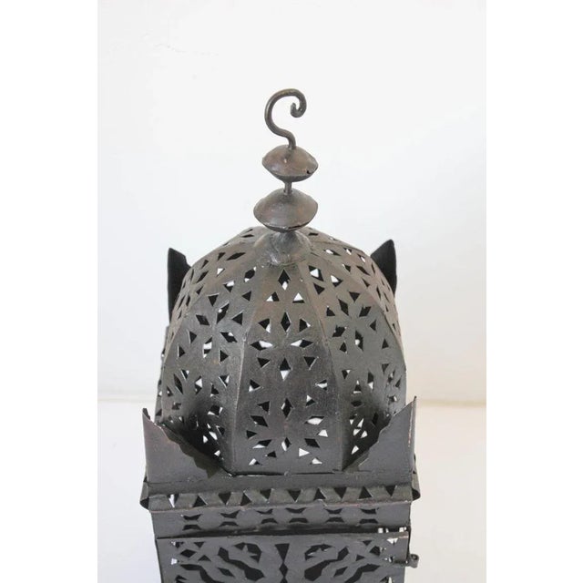 Large Moroccan Moorish Hurricane Metal Candle Lantern For Sale In Palm Springs - Image 6 of 13
