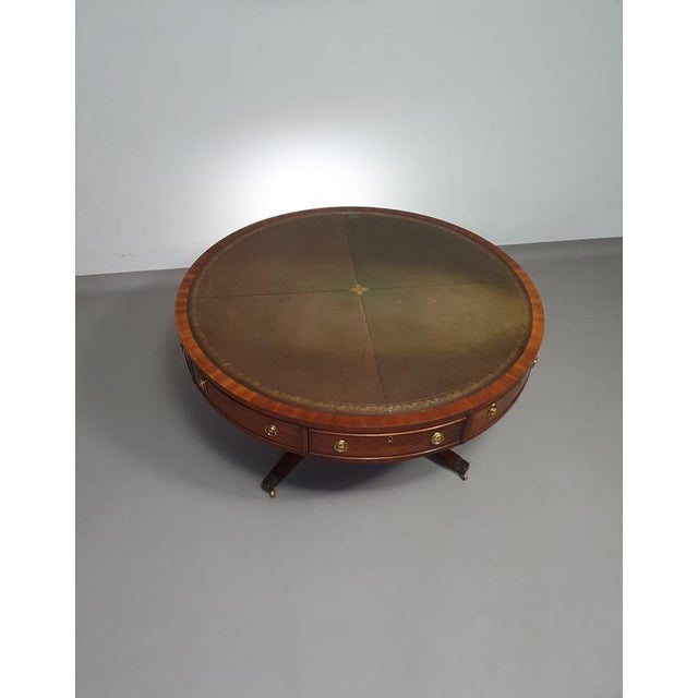 Victorian Mahogany Coffee Table with Leather Top on Brass Wheels from Heldense, 1980s For Sale - Image 9 of 16