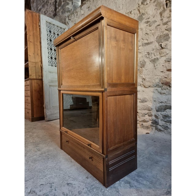 Vintage Modular Mahogany Bar Cabinet in the style of Globe Wernicke, 1960s For Sale - Image 6 of 18