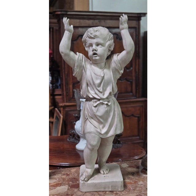 Putto with Raised Arms, 1800s, Plaster For Sale - Image 3 of 8