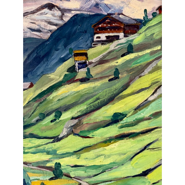 Wood Vintage French Landscape Oil Painting For Sale - Image 7 of 17