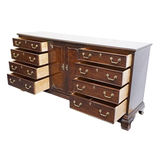 Brown Century Furniture Solid Mahogany Traditional Style 73" Triple Door Dresser For Sale - Image 8 of 14