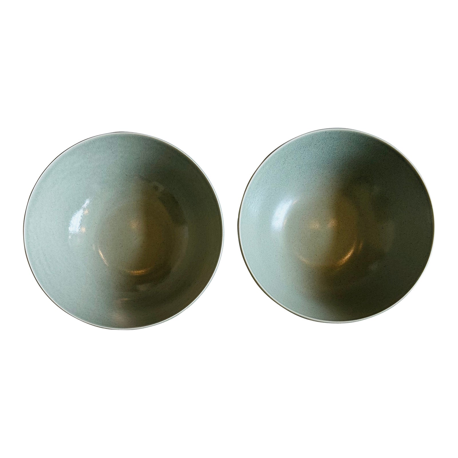 Vintage Calvin Klein Cargo Stoneware 12” Serving Bowls in Sage