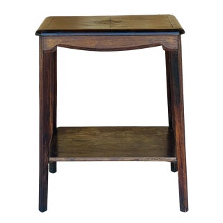 Art Deco Walnut Side Table with Shelf, 1930s For Sale