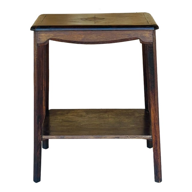 Art Deco Walnut Side Table with Shelf, 1930s For Sale