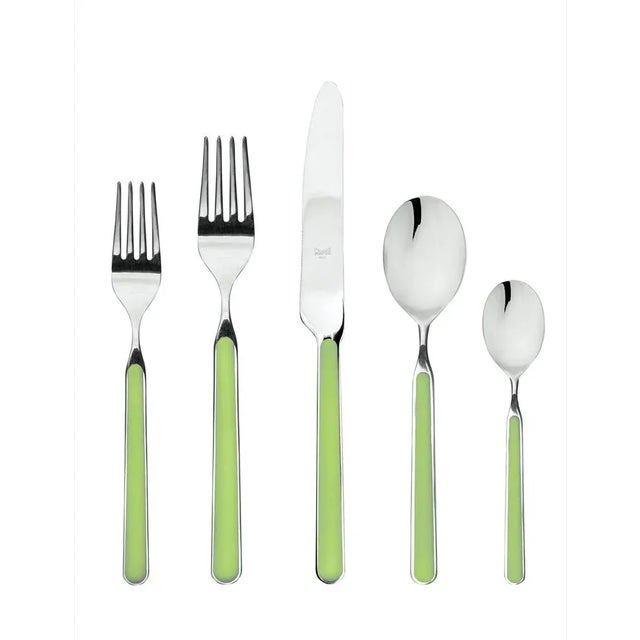 Contemporary Mepra Fantasia 5-Piece Flatware Set, Lime Green For Sale - Image 3 of 3