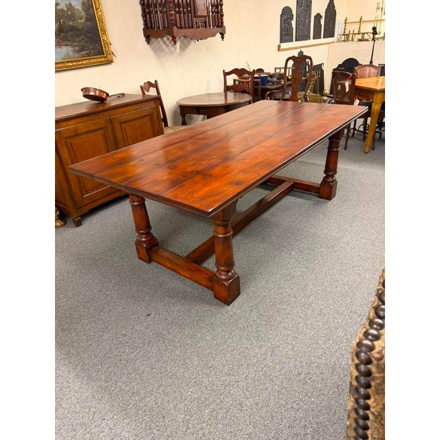Brick Red Mahogany English Country Rustic Farmhouse Dining Table, Circa 1980 For Sale - Image 8 of 12