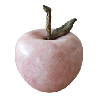 Italian Marble Apple Fruit With Brass Stem For Sale