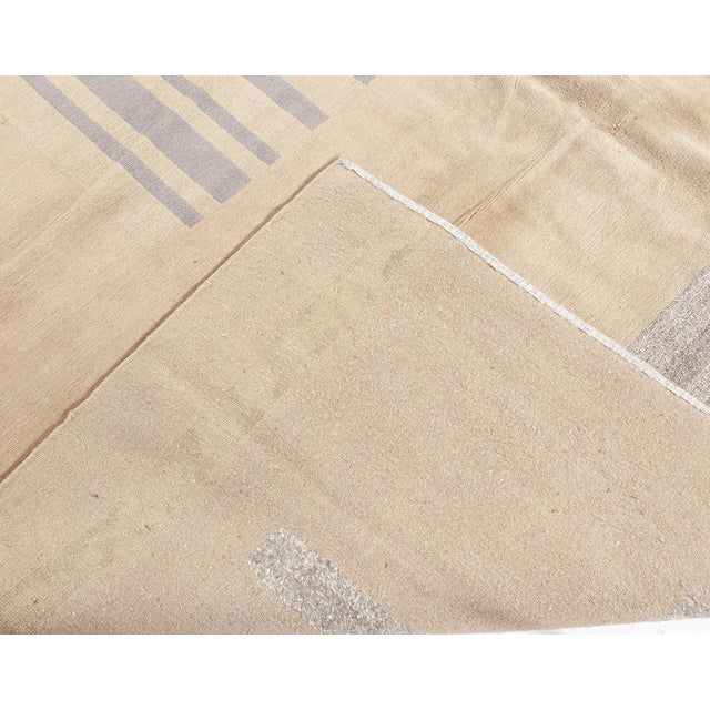 Taupe Modern Tibetan Art Deco Style Silk and Wool Rug by Doris Leslie Blau For Sale - Image 8 of 8