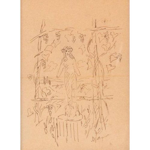 An early 20th-century pen and ink drawing on paper by French painter Pierre Laprade (1875–1931). The composition depicts a...