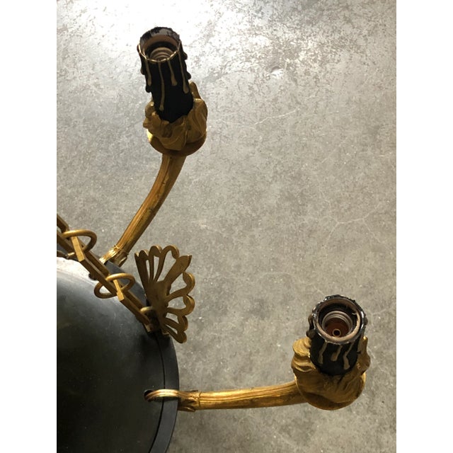 Antique French Empire Chandelier in Patinated Bronze and Gold Dore For Sale - Image 9 of 13