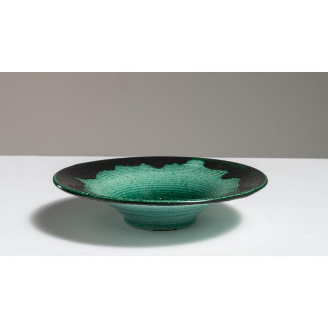 1960s France Teal Ceramic Serving Bowl For Sale - Image 11 of 15