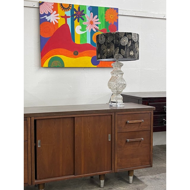 Mid Century Pineapple Formed Glass Lamp For Sale In San Diego - Image 6 of 9