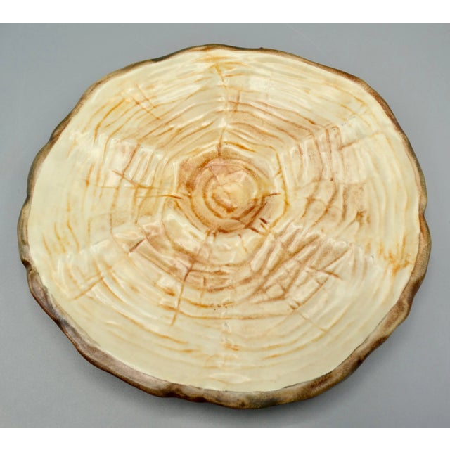 French Trompe l'Oeil Faux Bois Glazed Organic Oyster Plate For Sale - Image 4 of 12