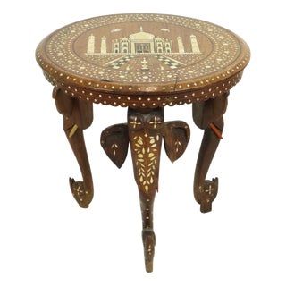 Anglo-Indian Taj Mahal Side Table in Teak, 1950s For Sale