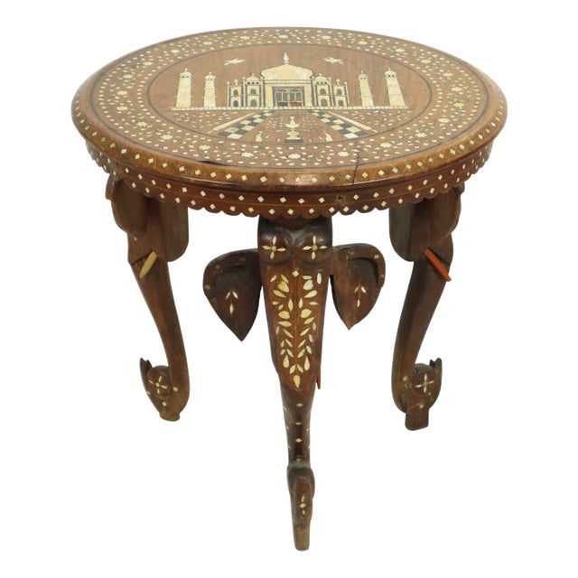 Anglo-Indian Taj Mahal Side Table in Teak, 1950s For Sale