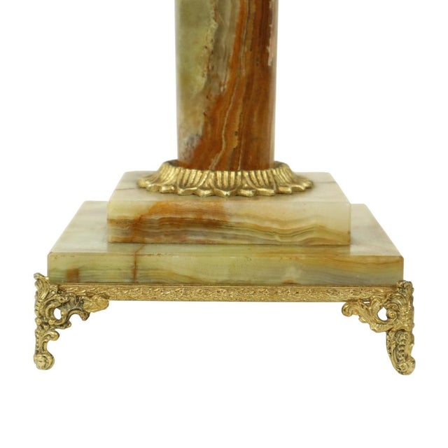 Onyx and Brass Column Table Lamp, 1950s For Sale - Image 14 of 17