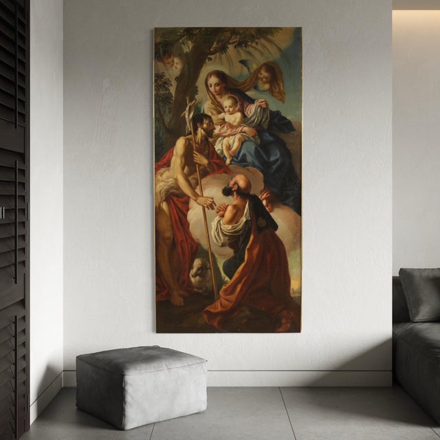 Italian Artist, Madonna and Child with St. John the Baptist and St. Roch, 1780, Oil on Canvas For Sale - Image 6 of 16