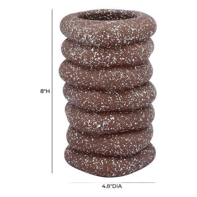 Stacked, sculptural rings give the Gabby Cairn Vase its playful, organic form, while a speckled finish adds artisanal...