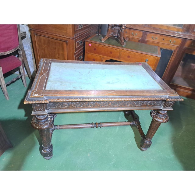 Wood French Writing Table in Walnut For Sale - Image 7 of 7