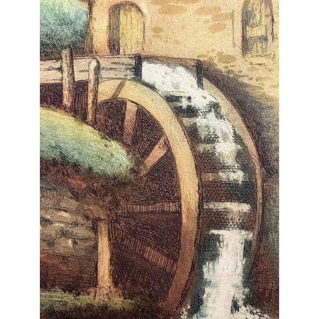 Old Dutch Watermill Etching W/ Aquatint by Van Delft c.1930 For Sale - Image 12 of 12