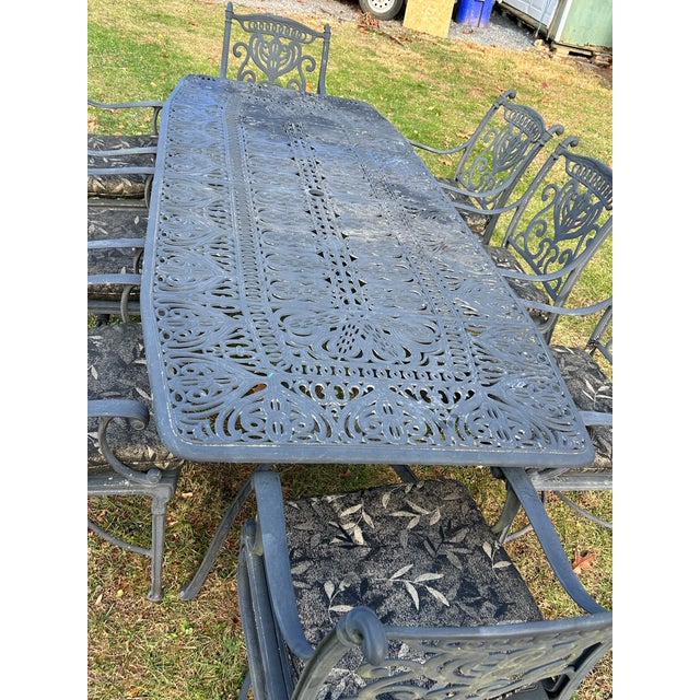 Hanamint Patio Table & 8 Chairs with Umbrella Stand For Sale In Washington DC - Image 6 of 12