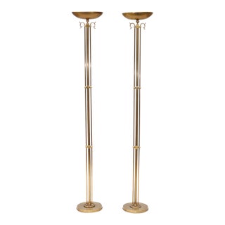 1980's Italian Torchiere Brass Floor Lamps For Sale