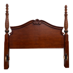 King Size Traditional Carved Pinecone Finial Poster Headboard