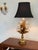 Gilded Italian Tole Lamp With Silk Shade For Sale - Image 4 of 6