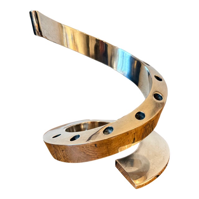 Dansk Silverplated Spiral Candle Holder, Bertil Vallien Design For Sale